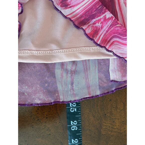 Urban Outfitters Moxie Mesh Mini Dress Womens Sz S Pink Artsy Cyber Grunge - Picture 3 of 8